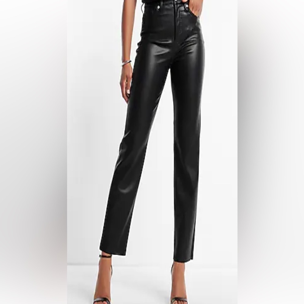 EXPRESS: Super High Waisted Faux Leather Modern Straight Pant